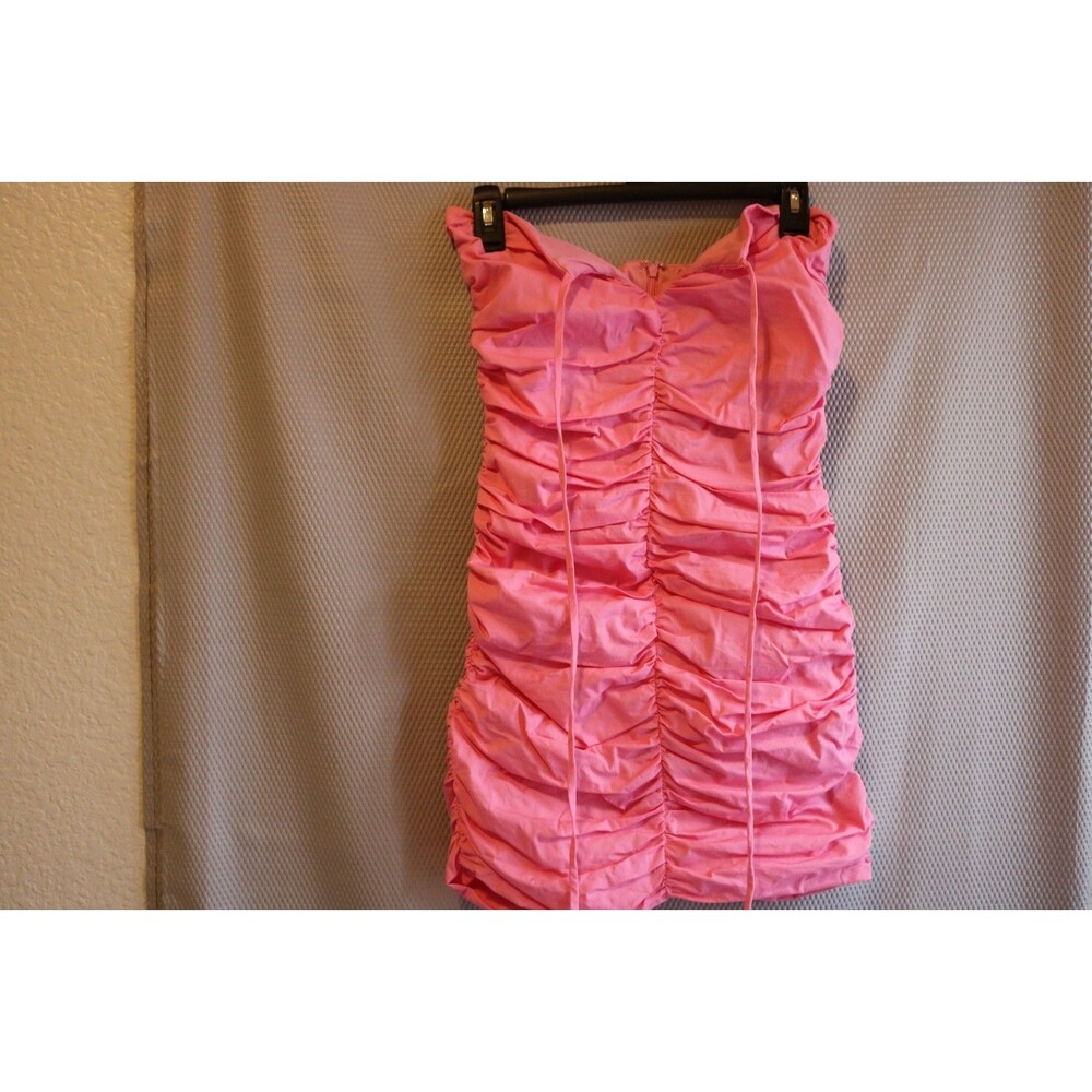WAYF Women's Pink Rouched "Beverly" Halter Neck Barbie Mini Dress, Size XS